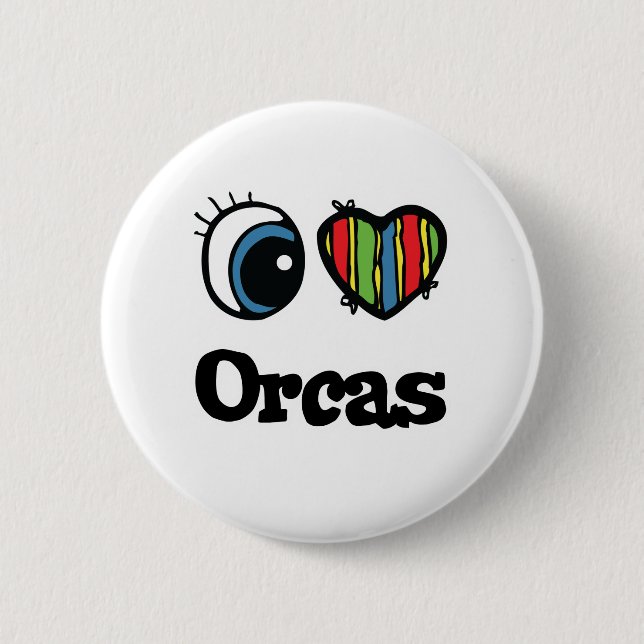 Badge Rond 5 Cm I Love (Coeur) Orques (Devant)