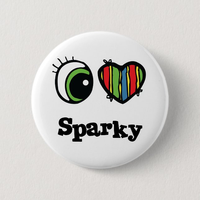 Badge Rond 5 Cm I Love (Coeur) Sparky (Devant)