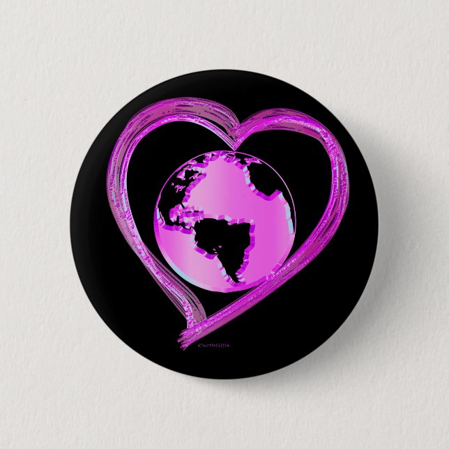 Badge Rond 5 Cm I LOVE EARTH (Pink) Series (Devant)