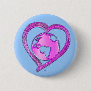 Badge Rond 5 Cm I LOVE EARTH (Pink) Series