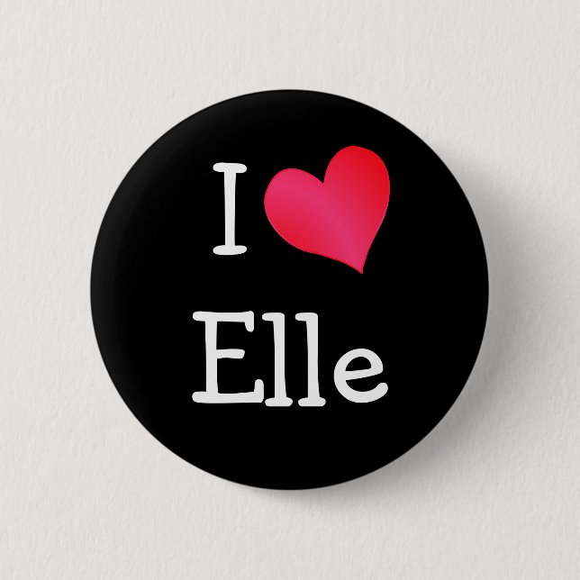 Badge Rond 5 Cm I Love Elle (Devant)