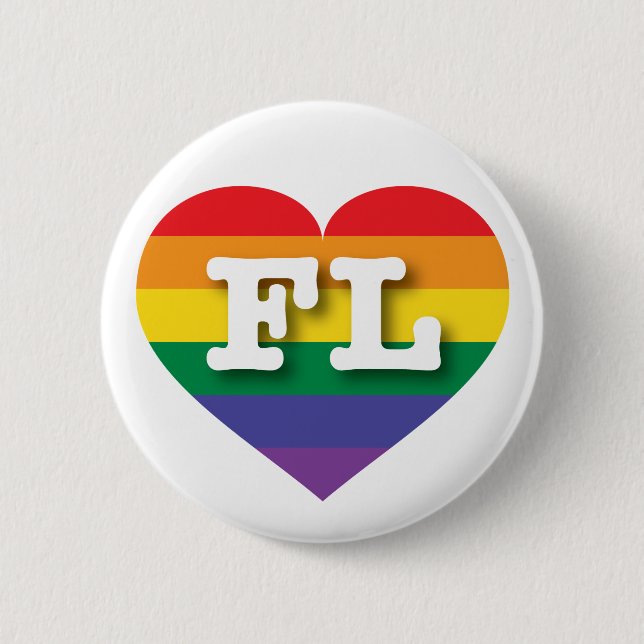 Badge Rond 5 Cm I Love Florida Rainbow Heart (Devant)