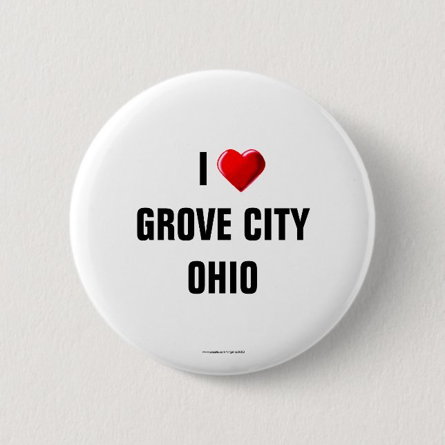 Badge Rond 5 Cm I Love Grove City, Ohio (Devant)