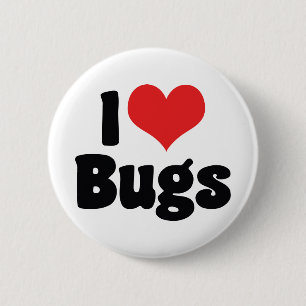 Badge Rond 5 Cm I Love Heart Bugs - Insectes Entomologiste