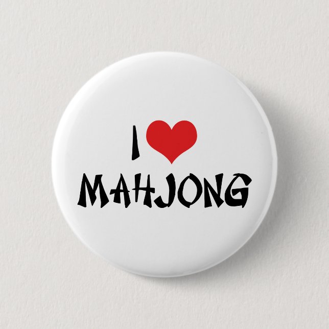 Badge Rond 5 Cm I Love Heart Mahjong - Mah Jong Lover (Devant)