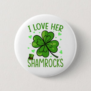 Badge Rond 5 Cm I Love Her Shamrock St Patrick's Day