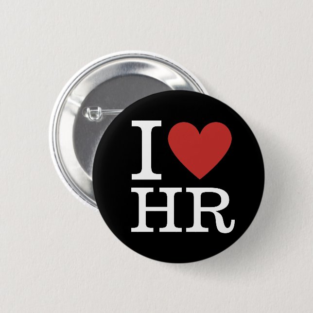 Badge Rond 5 Cm I ❤️ Love HR - Département RH - Bouton Pin (Devant & derrière)