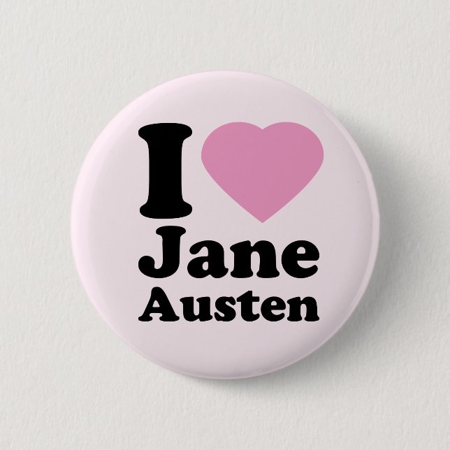 Badge Rond 5 Cm I Love Jane Austen Button (Devant)