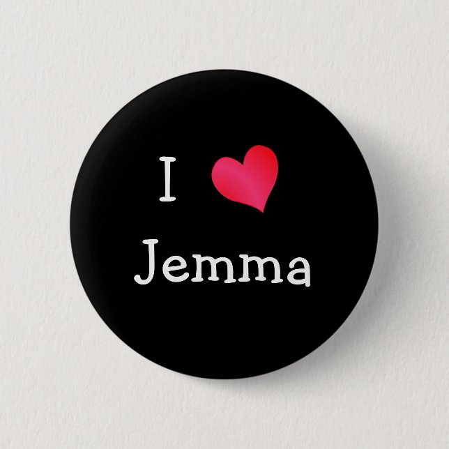 Badge Rond 5 Cm I Love Jemma (Devant)