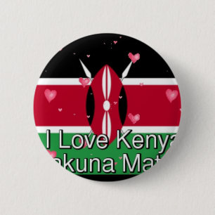 Badge Rond 5 Cm I Love Kenya et "Hakuna Matata" Art Print