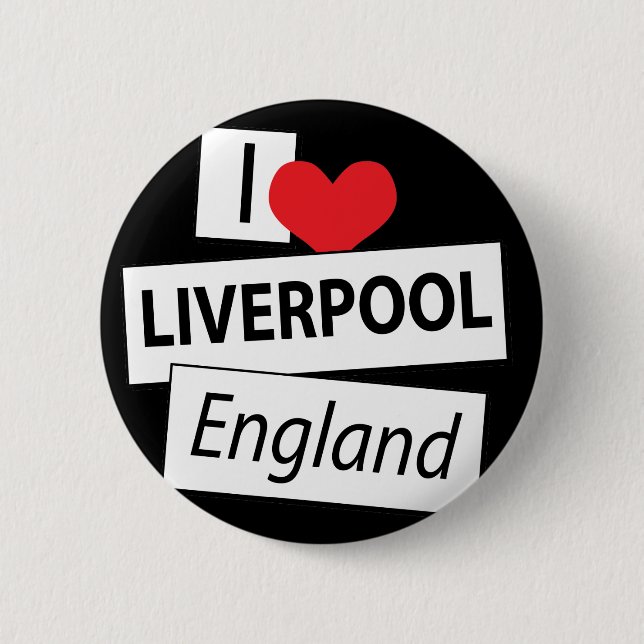 Badge Rond 5 Cm I Love Liverpool Angleterre (Devant)