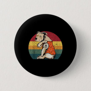 Badge Rond 5 Cm I Love Maman Pitbull Chien Fleur de tatouage Vinta