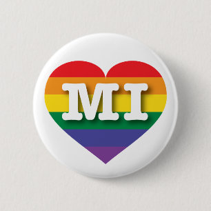 Badge Rond 5 Cm I Love Michigan Rainbow Heart