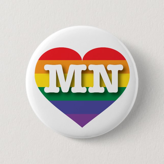 Badge Rond 5 Cm I Love Minnesota Rainbow Heart (Devant)