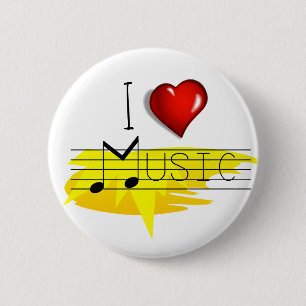 Badge Rond 5 Cm I Love Music