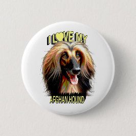 Badge Rond 5 Cm I Love My Afghan Hound – Elegant Dog Lover Design