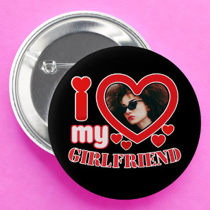 Badge Rond 5 Cm I Love My Girlfriend Personnalisé