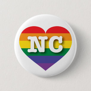 Badge Rond 5 Cm I Love North Carolina Rainbow Heart