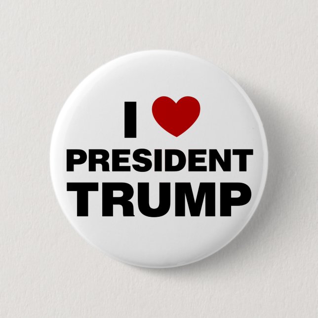 Badge Rond 5 Cm I Love Président Trump Heart (Devant)