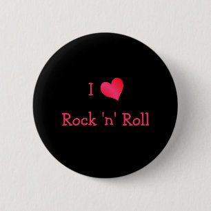 Badge Rond 5 Cm I Love Rock 'n' Roll