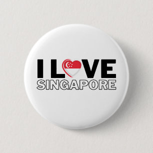 Badge Rond 5 Cm I LOVE SINGAPORE - For real singaporeans !