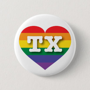 Badge Rond 5 Cm I Love Texas Rainbow Heart
