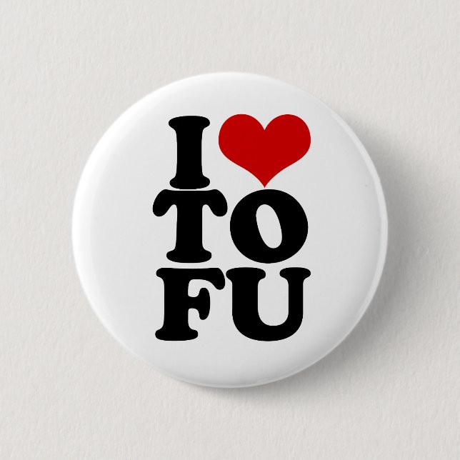 Badge Rond 5 Cm I Love Tofu Funny Vegan humour (Devant)
