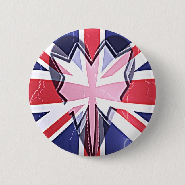 Badge Rond 5 Cm I Love UK (Devant)