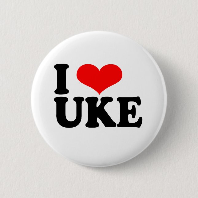 Badge Rond 5 Cm I Love Uke Ukulele Button Badton (Devant)