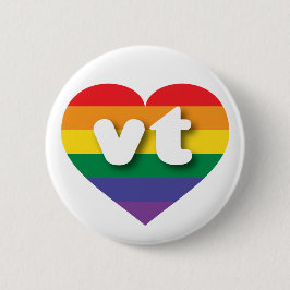 Badge Rond 5 Cm I Love Vermont Rainbow Heart