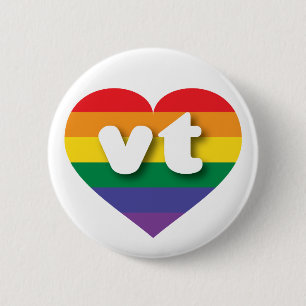 Badge Rond 5 Cm I Love Vermont Rainbow Heart