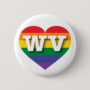 Badge Rond 5 Cm I Love West Virginia Rainbow Heart