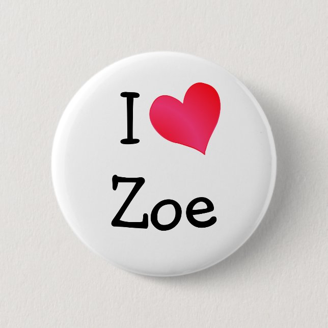Badge Rond 5 Cm I Love Zoe (Devant)