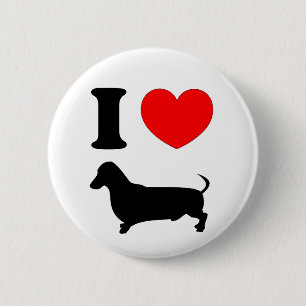 Badge Rond 5 Cm I teckel de coeur