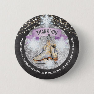 Badge Rond 5 Cm Ice Skating Birthday Personalized