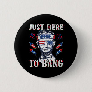 Badge Rond 5 Cm Ici À Bang Abraham Lincoln 4 juillet Feux D'Artifi