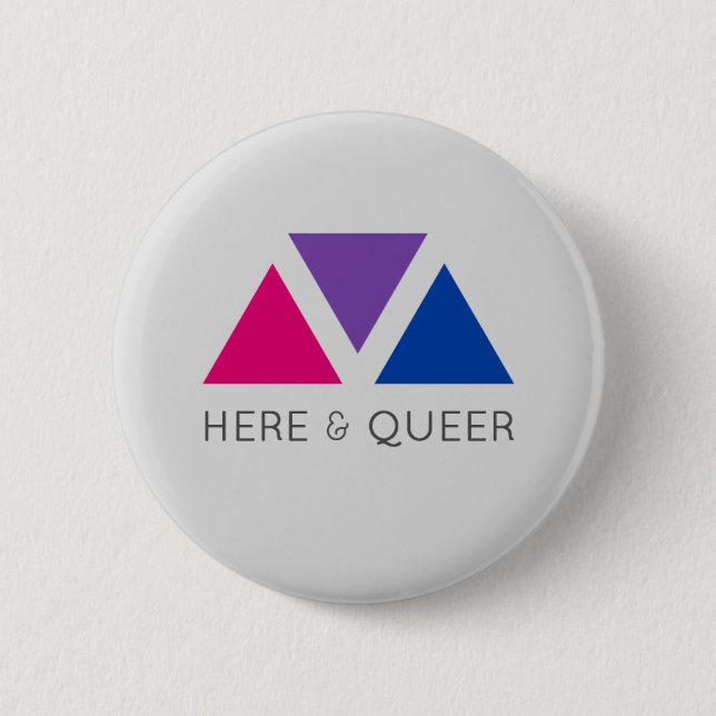 Badge Rond 5 Cm Ici et (fierté bisexuelle) (Devant)