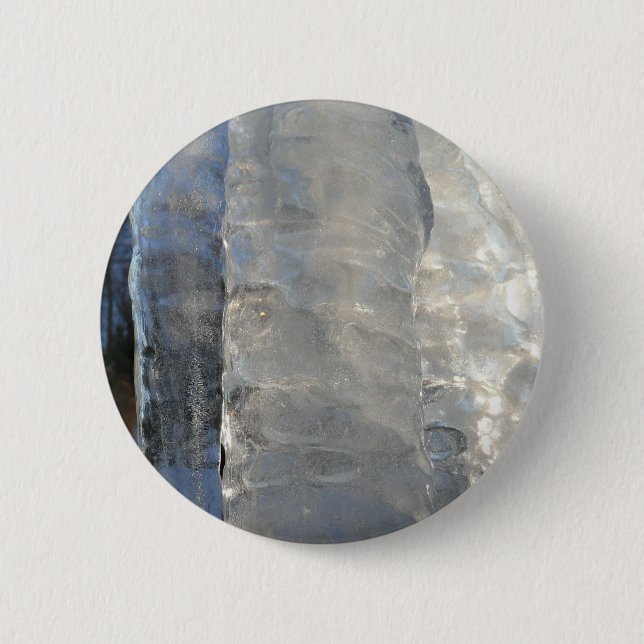 Badge Rond 5 Cm Icicles Abstrait Blue Winter Photographie (Devant)
