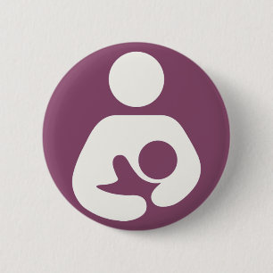 Badge Rond 5 Cm Icône Allaitement - Mauve