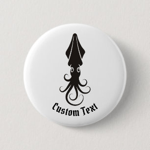 Badge Rond 5 Cm Icône calmar noir
