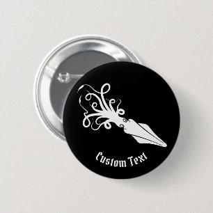 Badge Rond 5 Cm Icône de calmar blanc