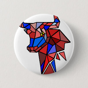Badge Rond 5 Cm Icône de taureau géométrique