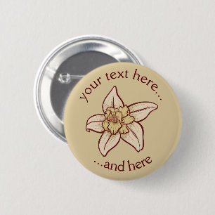Badge Rond 5 Cm Icône Fleur Vanille