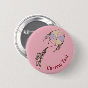 Badge Rond 5 Cm Icône Kite rose