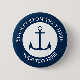 Badge Rond 5 Cm Icône Logo Personnalisé Nautique Ancre