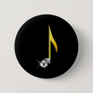 Badge Rond 5 Cm Icône or d'une note musicale 1/8