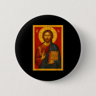 Badge Rond 5 Cm Icône orthodoxe de Jésus-Christ Pantocrator 