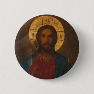 BADGE ROND 5 CM ICÔNE ORTHODOXE GRECQUE VINTAGE