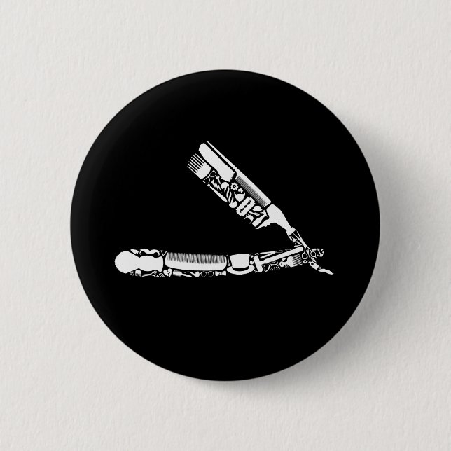 Badge Rond 5 Cm icônes de rasoir de coiffeur (Devant)