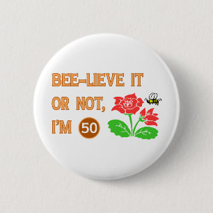 Badge Rond 5 Cm Idée cadeau 50e anniversaire mignonne